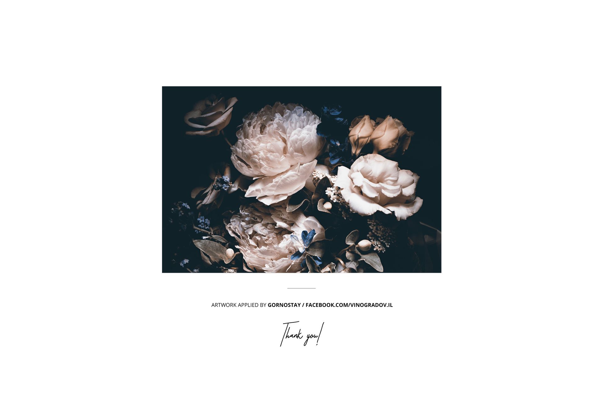 Rolled canvas print mockup featuring a close-up view of light-colored flowers against a dark background, centered on white.