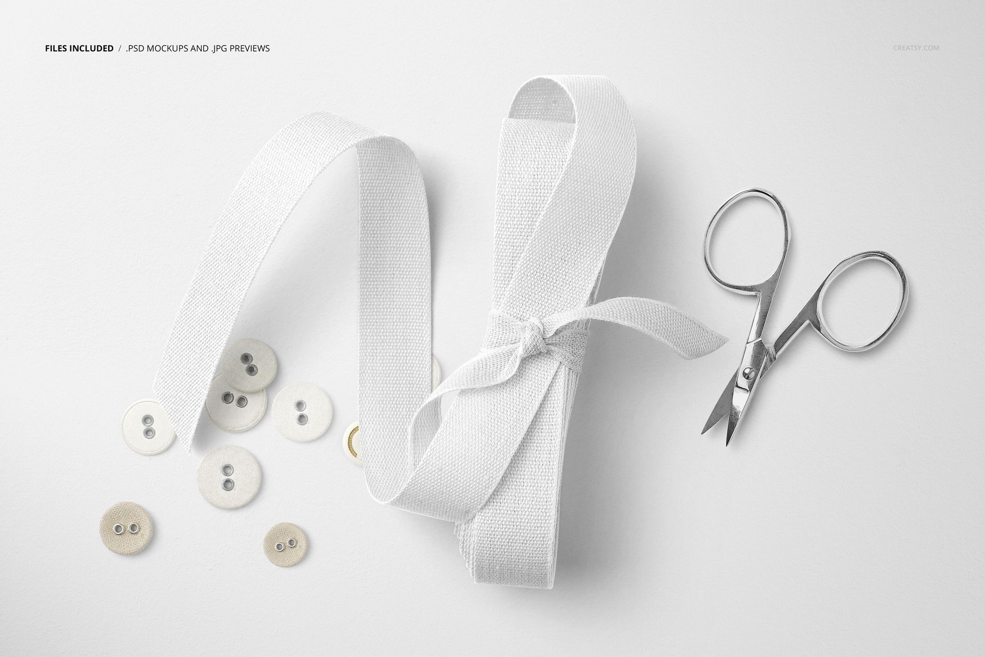 Small Scissors and Cotton Ribbon Mockup - mockup screenshot 2