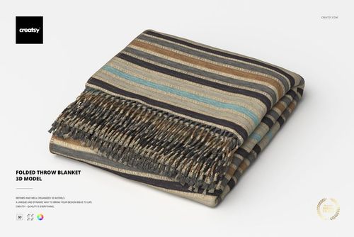 Folded Throw Blanket 3D Model - mockup preview 1