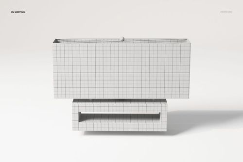 Front view of a modern rectangular wall lamp 3D model with a grid pattern on a plain white background.