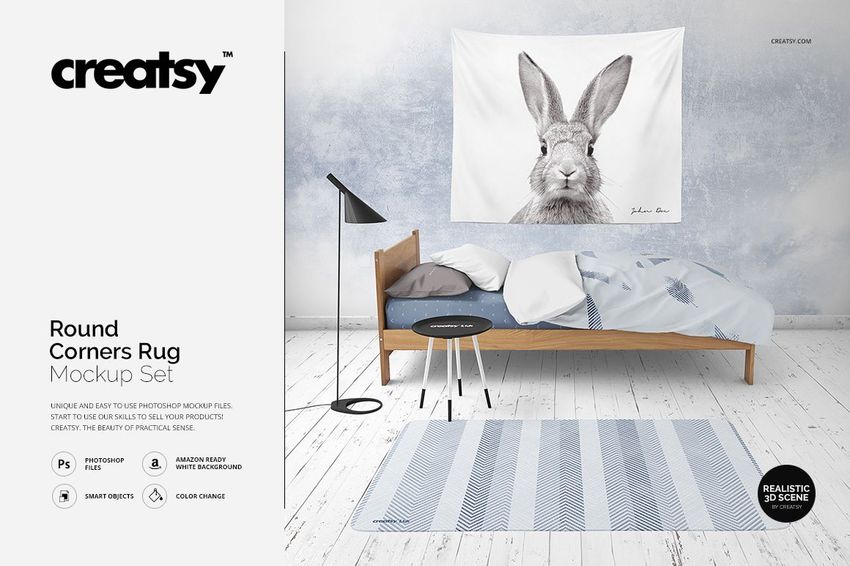 Round Corners Rug in Kids Bedroom Mockup Set - mockup screenshot 1