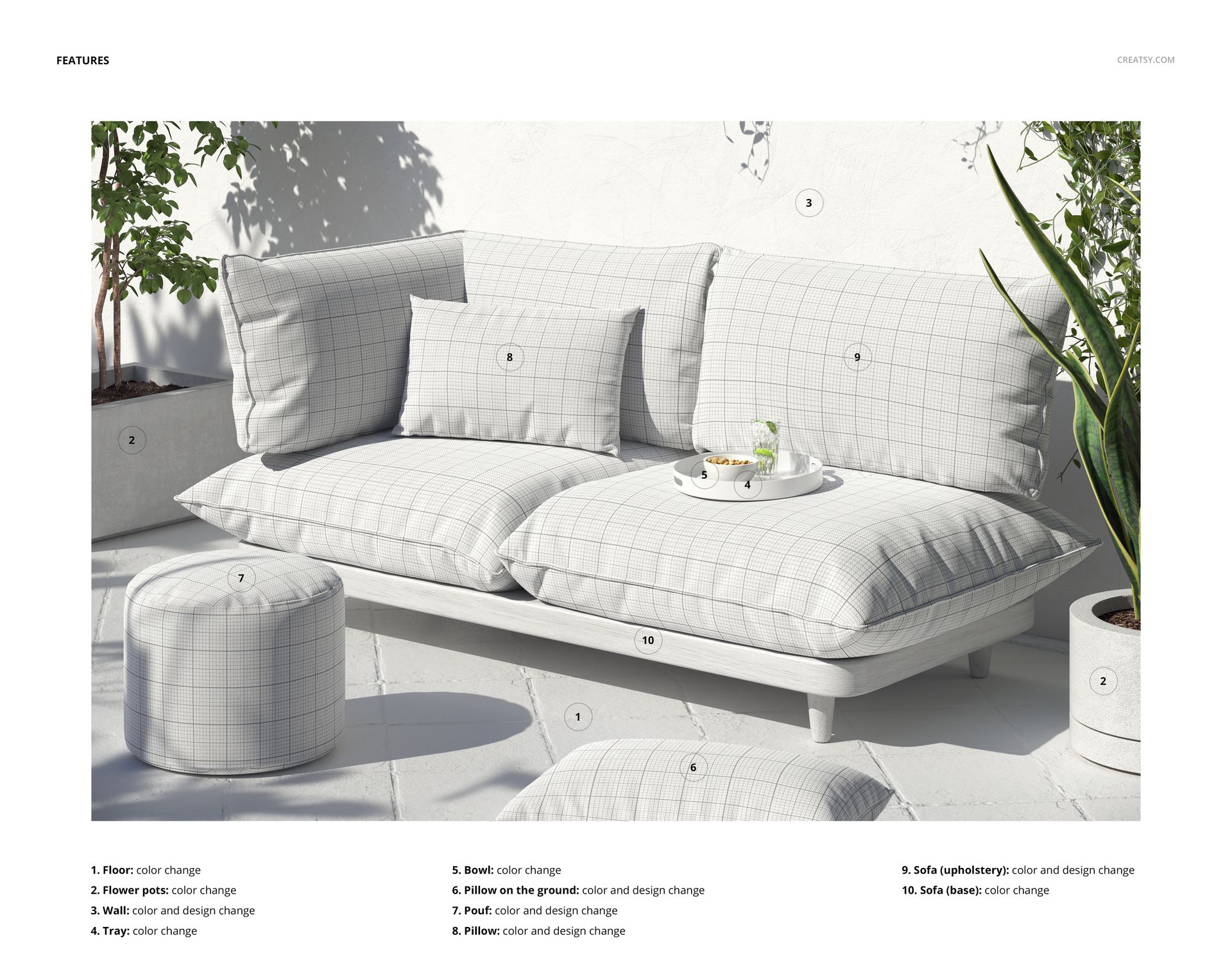 Patio Sofa and Cushions Outdoor Scene Mockup - mockup screenshot 3