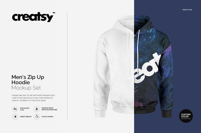 Men's Zip Up Hoodie Mockup Set - mockup screenshot 1