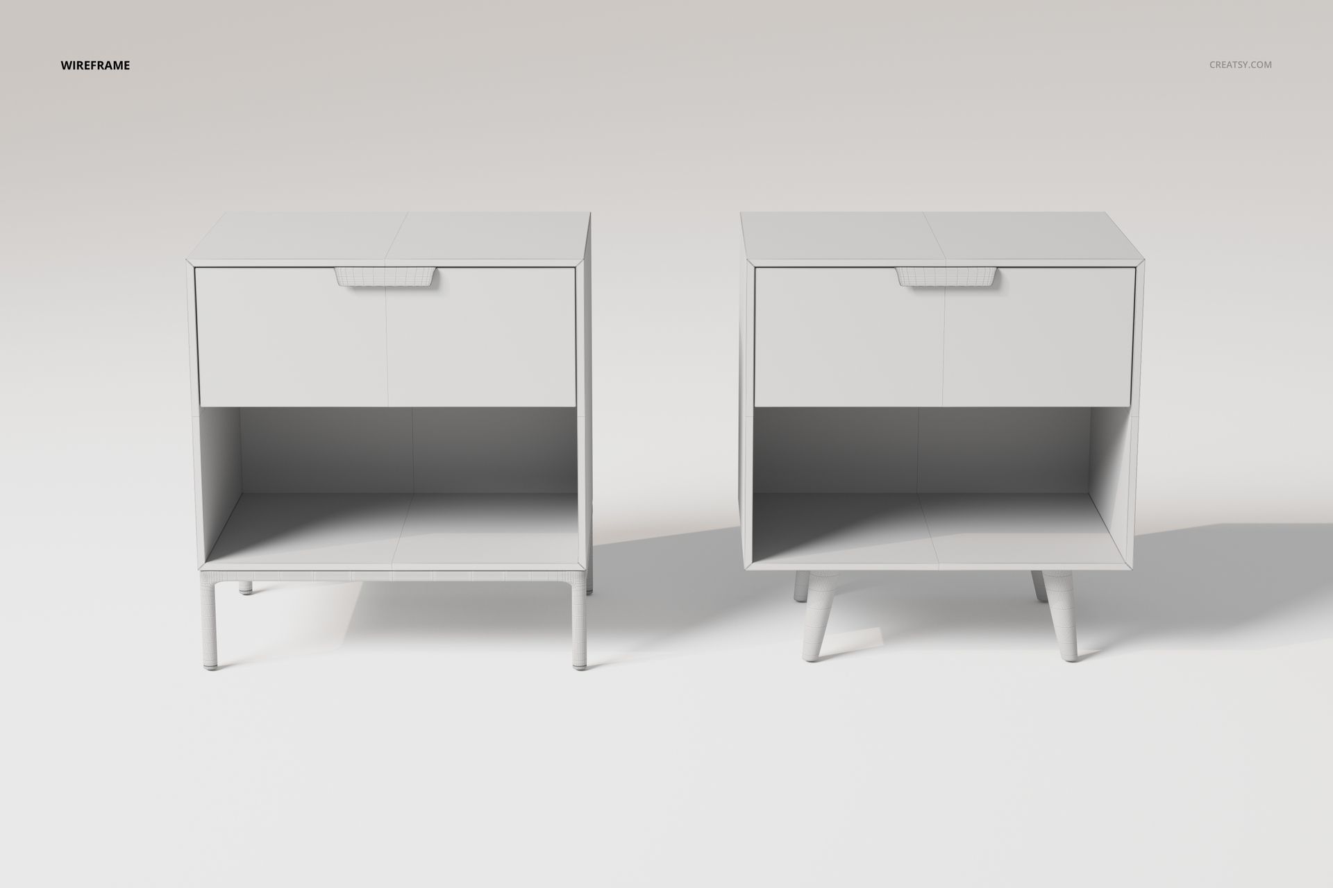 Mid-Century Modern Night Stands 3D Model - mockup screenshot 5