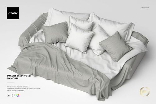 Luxury Bedding Set 3D Model - mockup preview 1