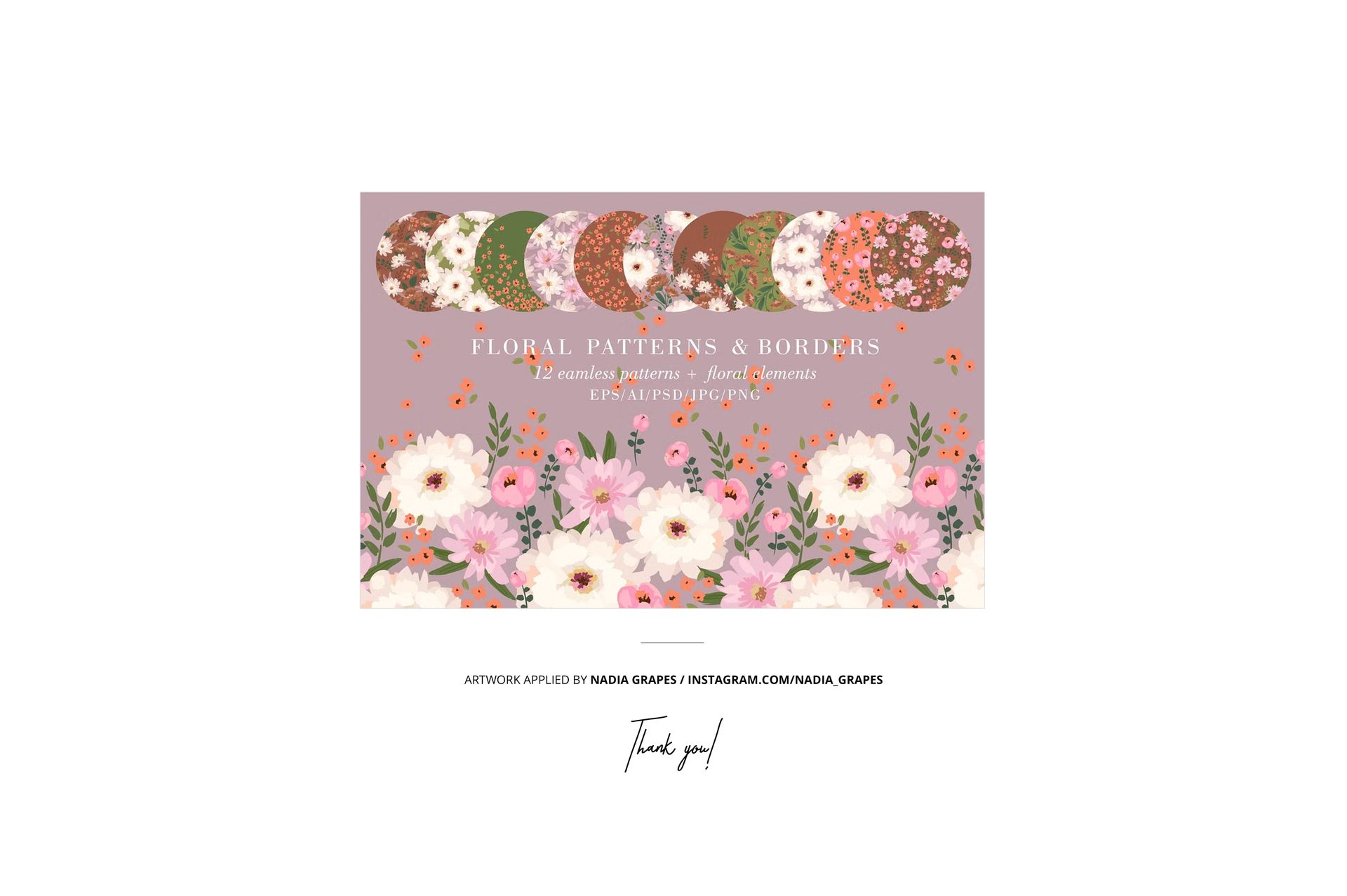 Fabric stack mockup featuring various floral patterns in pink, white, and earthy tones on a sunlit stone background.