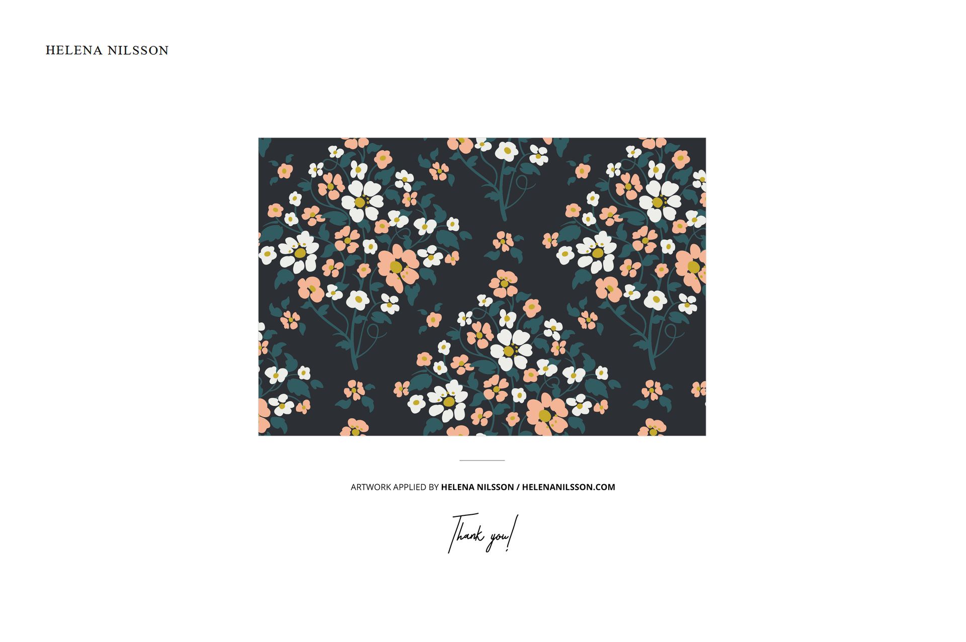 Front view of jersey fabric mockup featuring a floral pattern with orange, white, and teal flowers on a dark background.