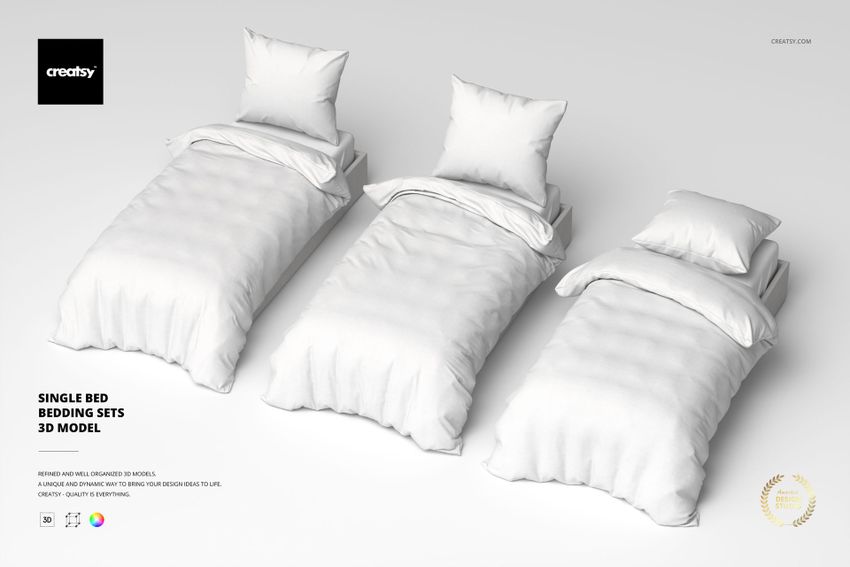 Single Bed Bedding Sets 3D Model - mockup screenshot 1