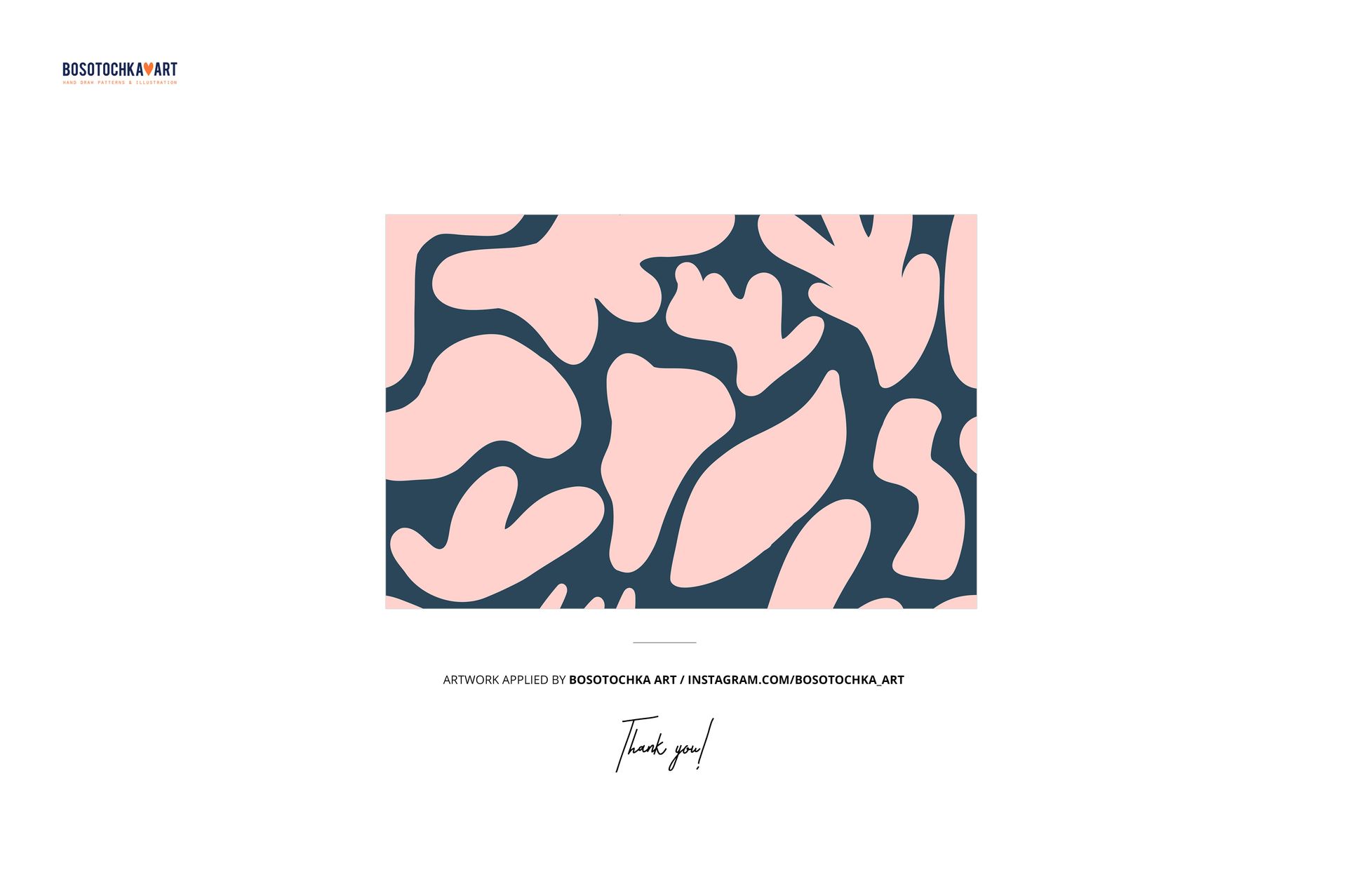 Abstract Easter-themed mockup featuring a rectangular area with organic pink and dark blue shapes on a white background.
