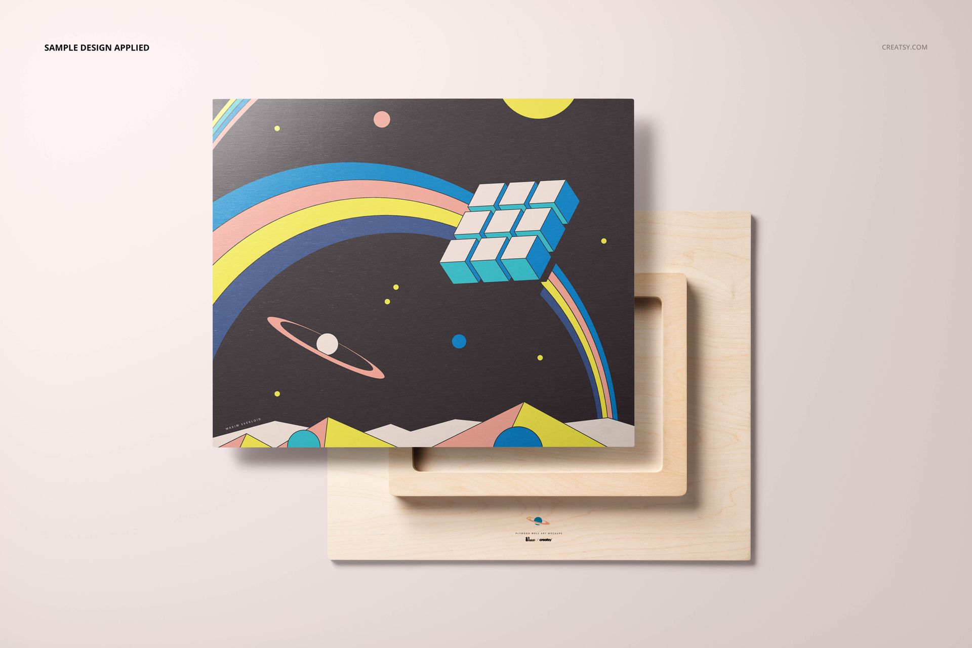 Plywood Wall Art Mockup Set (CMYK print + white) - mockup screenshot 7