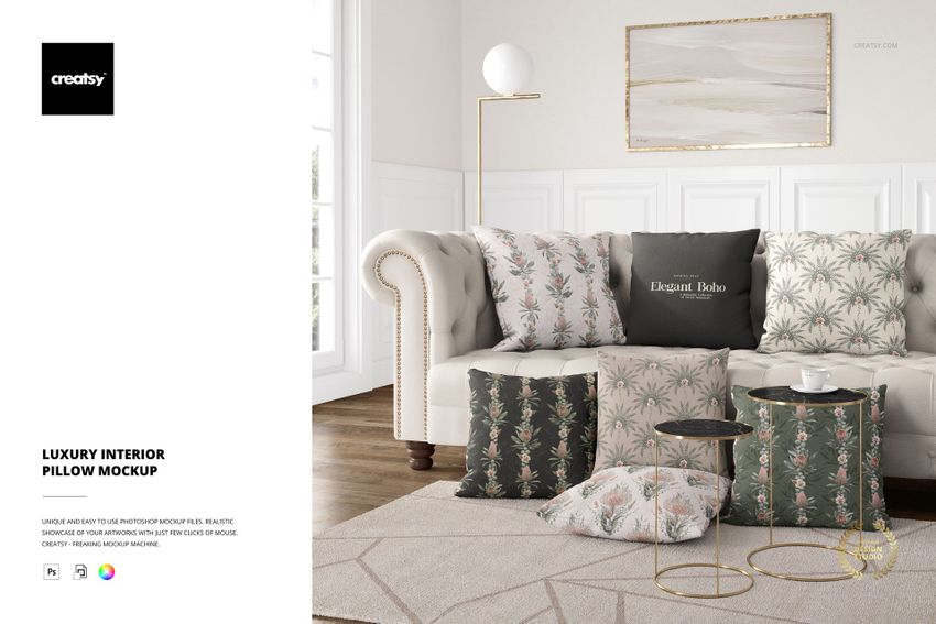 Luxury Interior Pillow Mockup - mockup screenshot 1