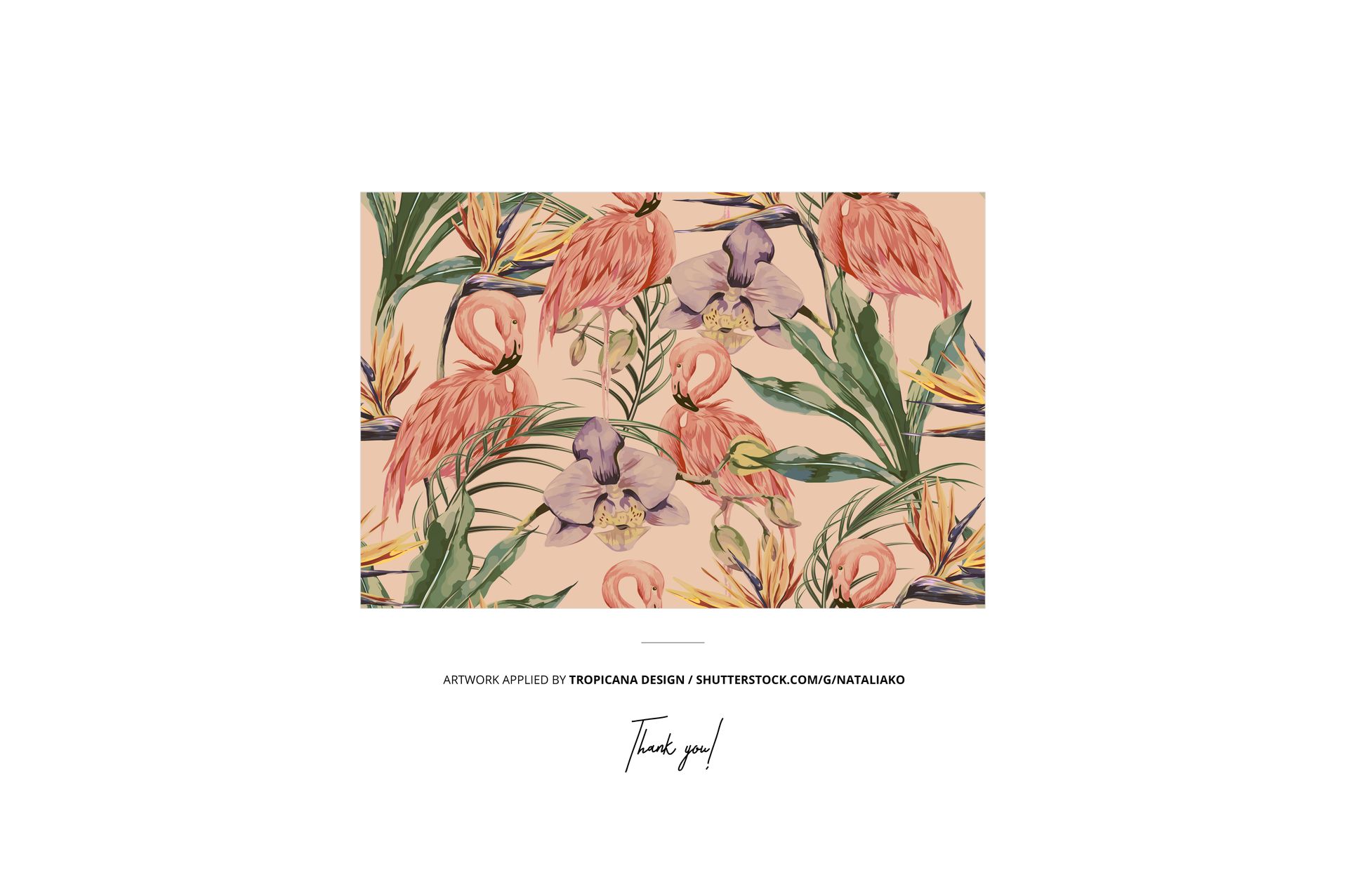 Rectangular dog harness mockup featuring a tropical floral pattern in pink, orange, and green on a beige background.
