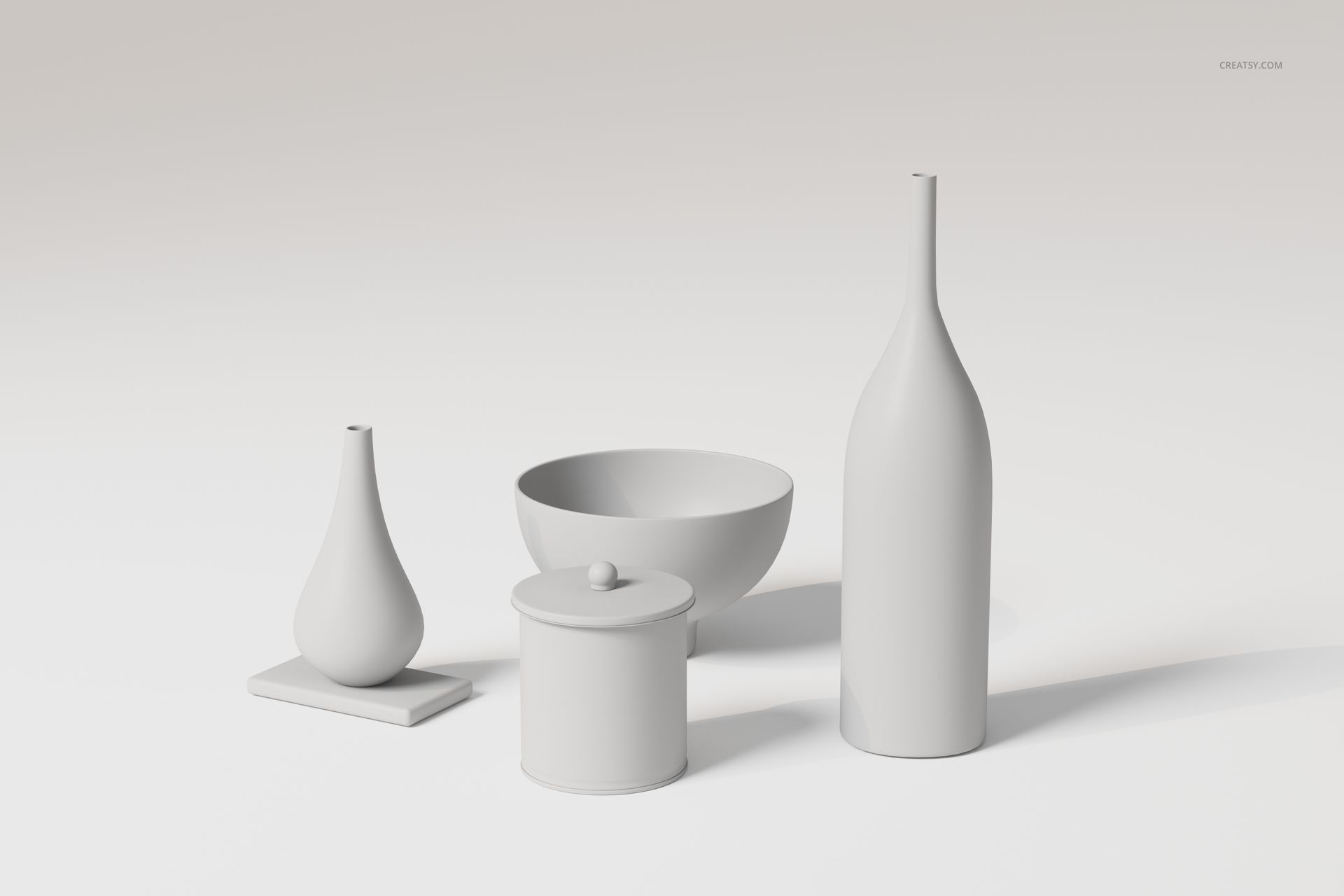 Modern Ceramic Vase Set 3D Model - mockup screenshot 3