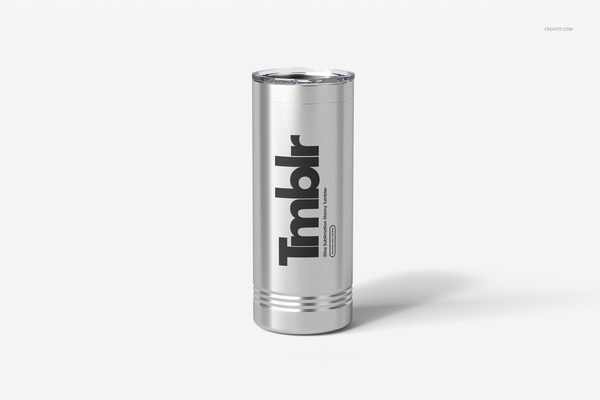 22oz stainless steel tumbler mockup displayed upright, featuring bold black lettering, isolated on white.