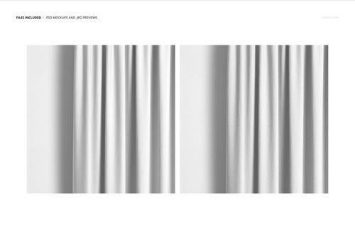 Curtain mockup featuring a detailed close-up of white fabric with gentle pleats, shown in two separate panels.
