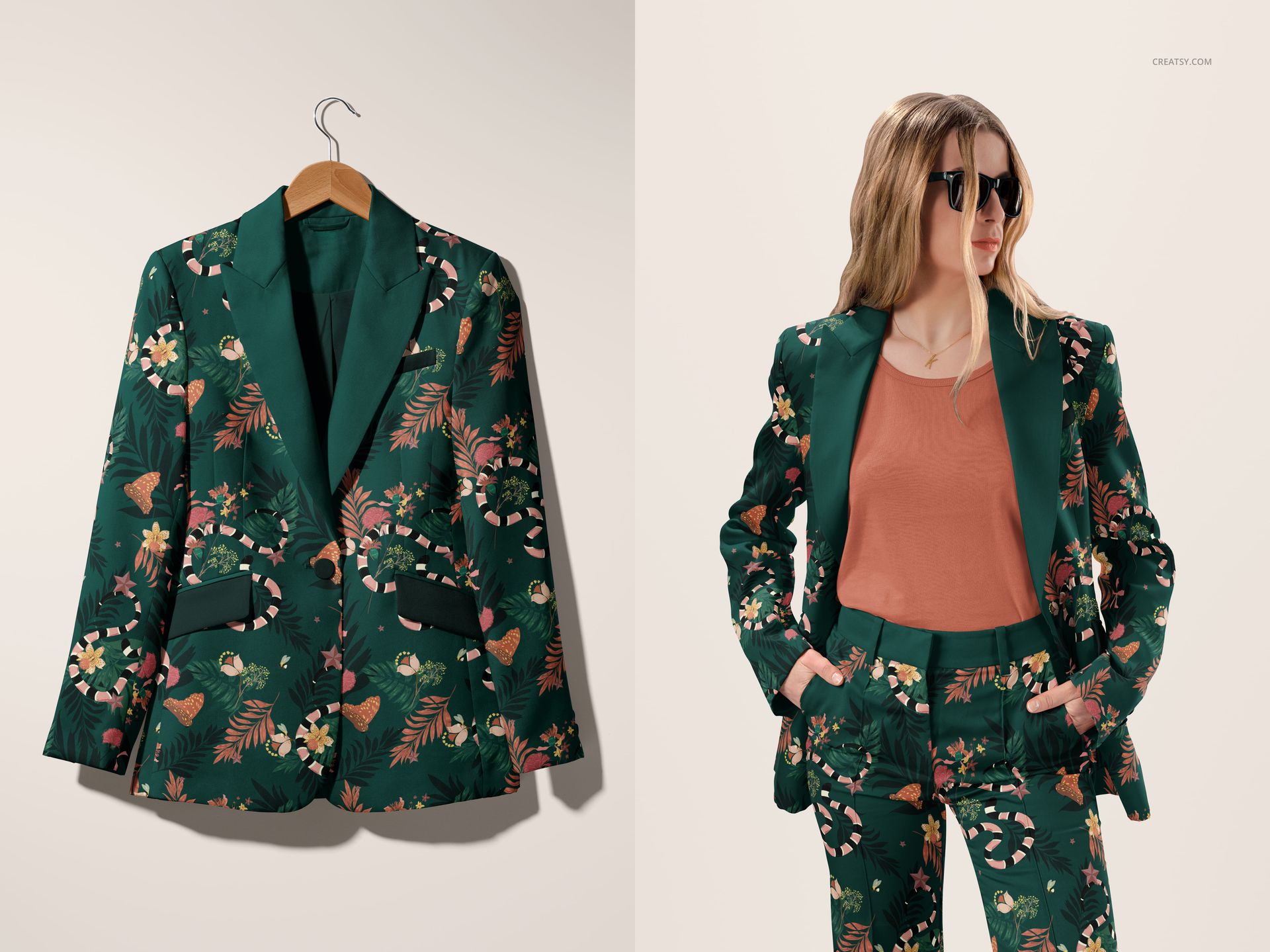 Elegant Blazer Trousers Two-piece Set Suit Mockup Set - mockup screenshot 9
