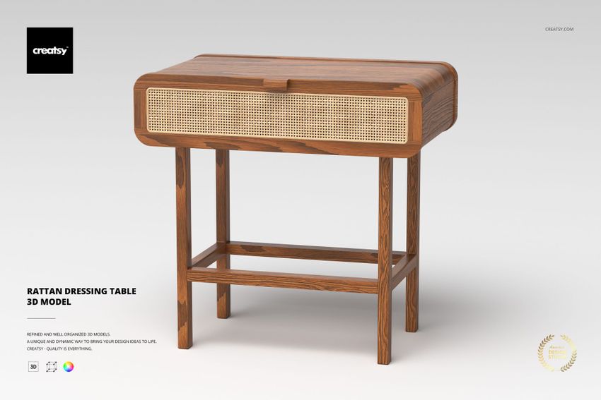 Rattan Dressing Table 3D Model - mockup screenshot 1