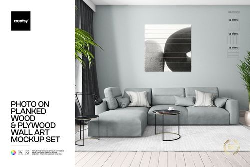 Photo on Planked Wood & Plywood Wall Art Mockup Set - mockup preview 1