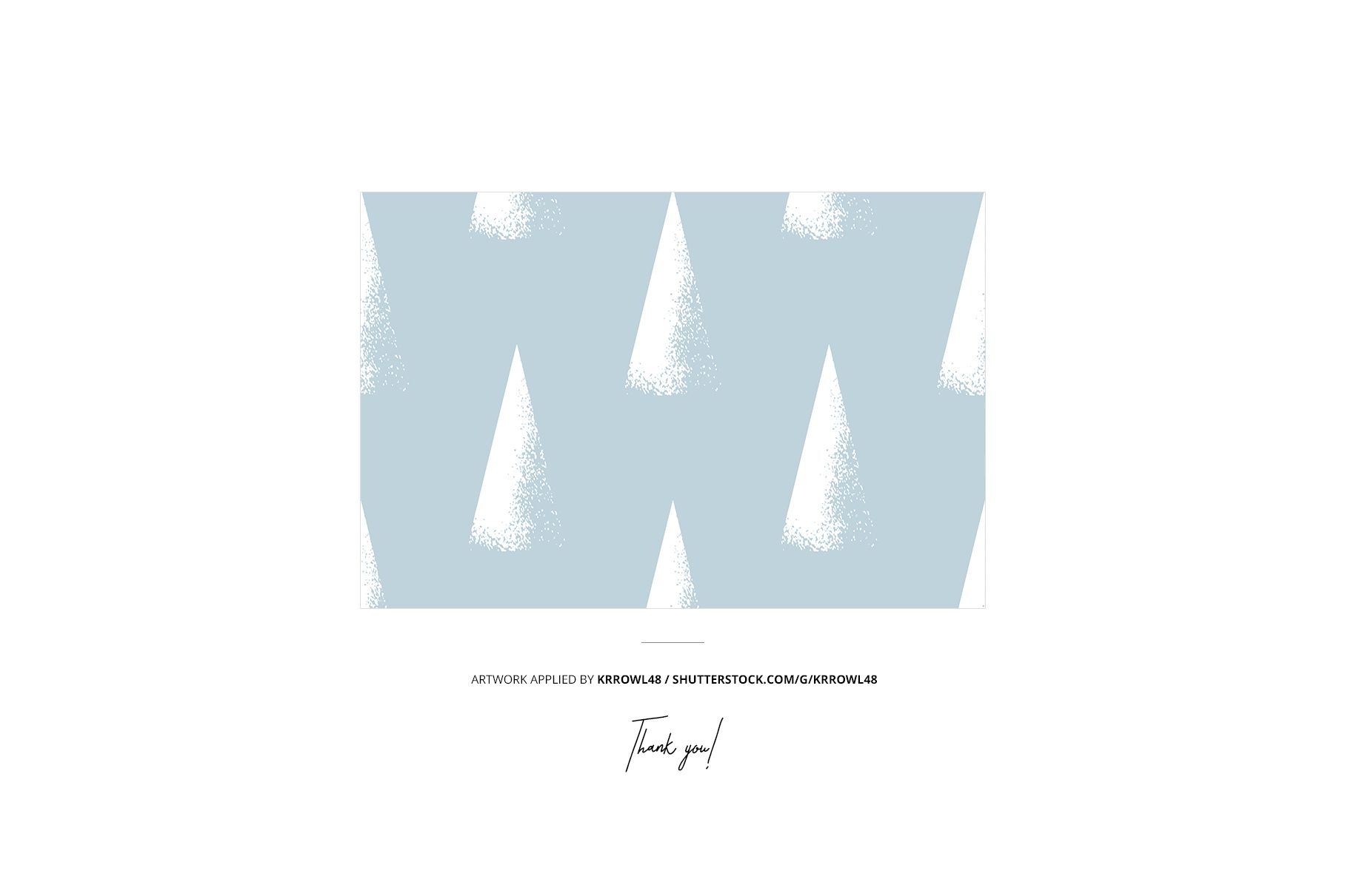 Rectangular mockup displaying a soft blue background with white abstract triangle shapes, front view on white canvas.