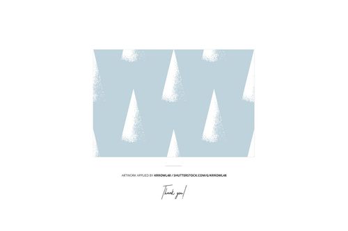 Rectangular mockup displaying a soft blue background with white abstract triangle shapes, front view on white canvas.