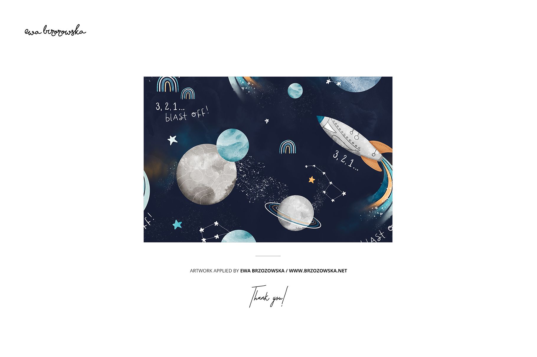 Front view of a baby long-sleeve sweatshirt mockup featuring a navy blue space-themed pattern with planets and rockets.