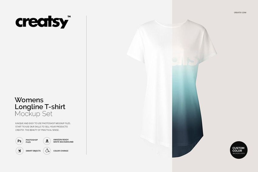 Womens Longline T-shirt Mockup Set - mockup screenshot 1