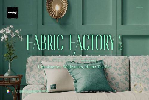 Fabric Factory v.15 Mockup Bundle (Upholsteries & Wallpapers)