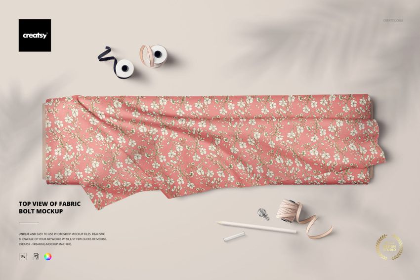 Top View of Fabric Bolt Mockup - mockup screenshot 1