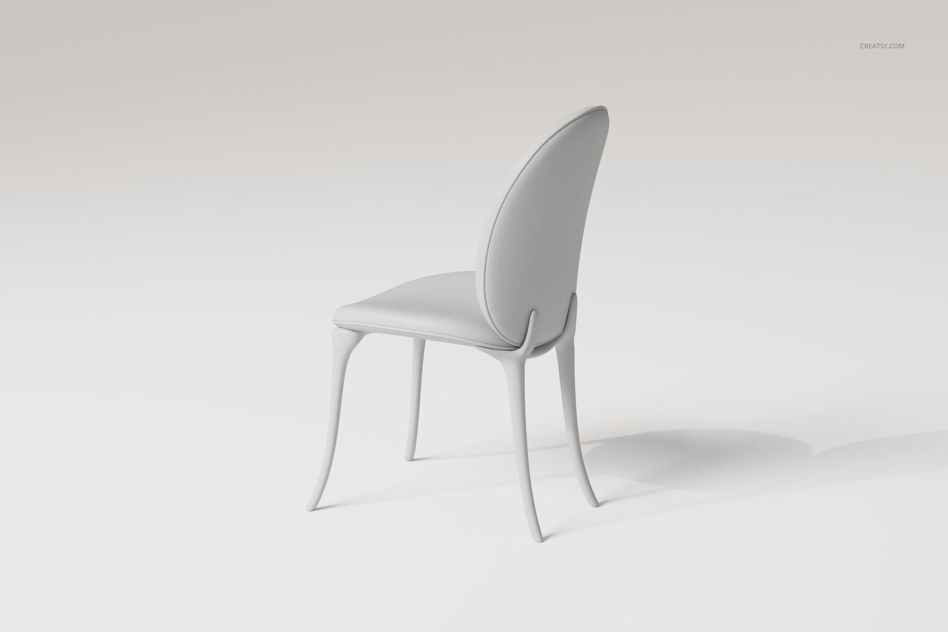 Modern dining chair with a curved backrest and smooth seat, shown in a light gray color on a plain background.