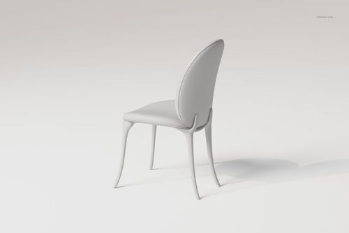 Modern dining chair with a curved backrest and smooth seat, shown in a light gray color on a plain background.