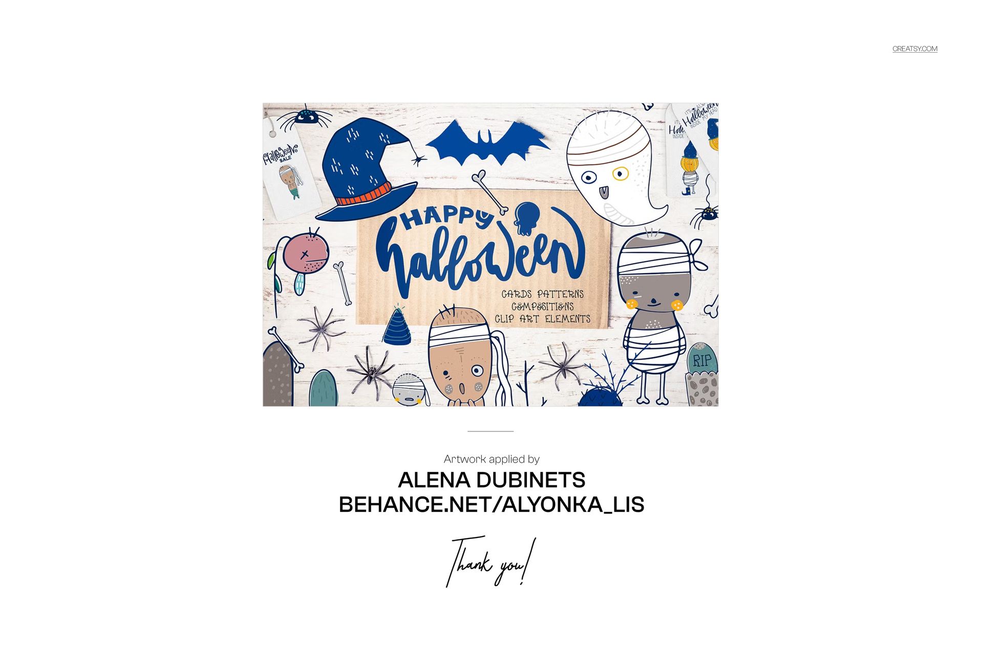 Front view of Halloween wrapping paper rolls mockup featuring cartoon ghosts, bats, pumpkins, and festive gift tags.