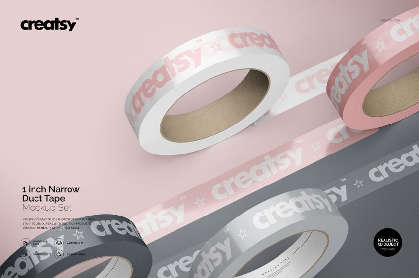 One Inch Narrow Duct Tape Mockup Set - mockup screenshot 1