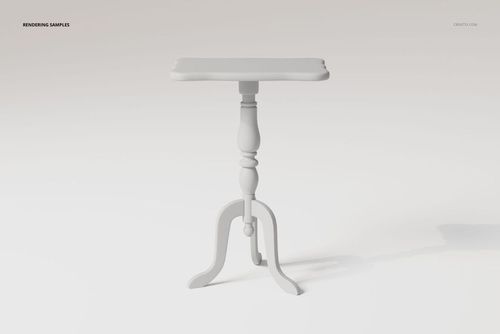 Round side table with ornate baroque-style legs and a smooth top, shown in a neutral studio setting, front view.