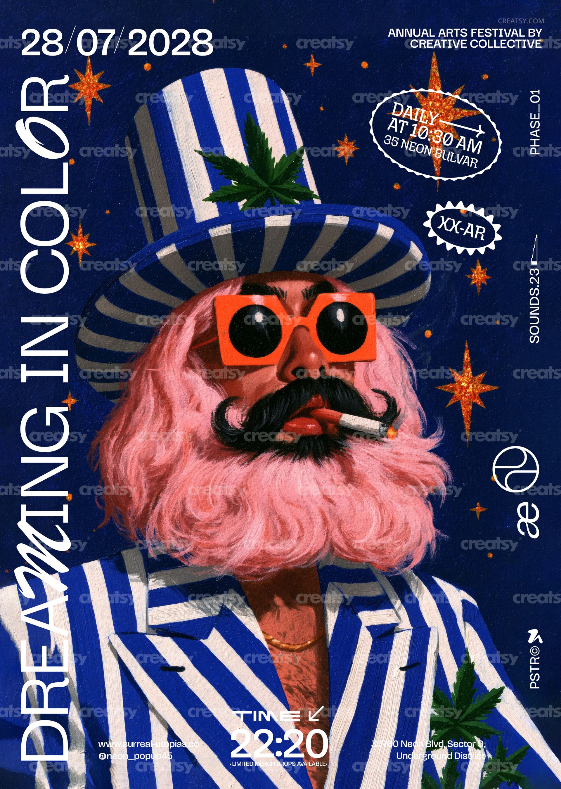 Striped Hat Smoker Poster Template