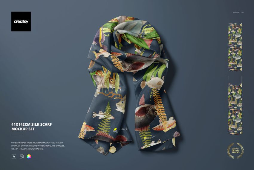 41x142cm Silk Scarf Mockup Set - mockup screenshot 1