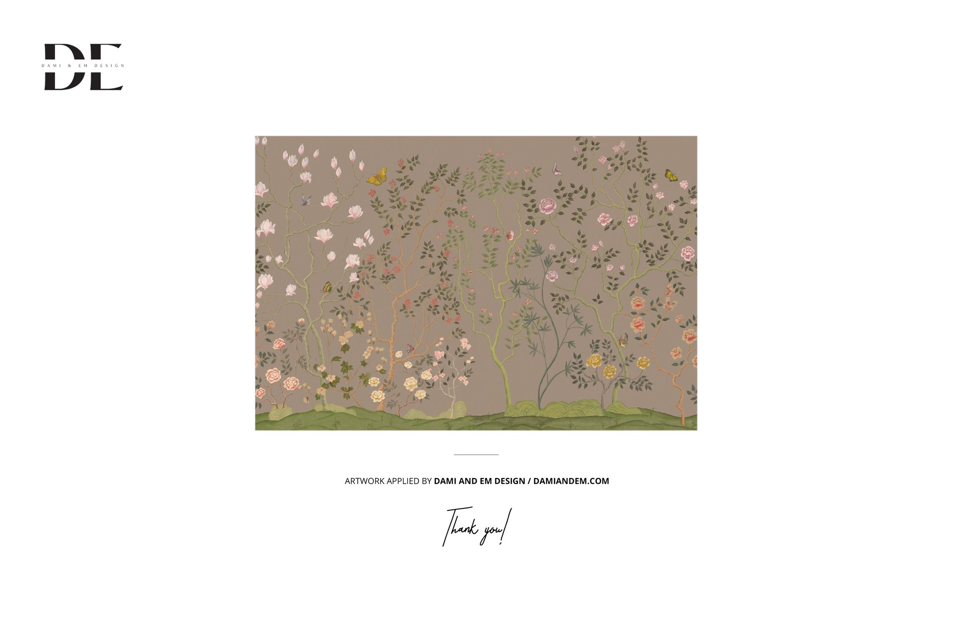 Front view of a modern living room PSD mockup featuring a floral patterned wall art with muted pastel colors.