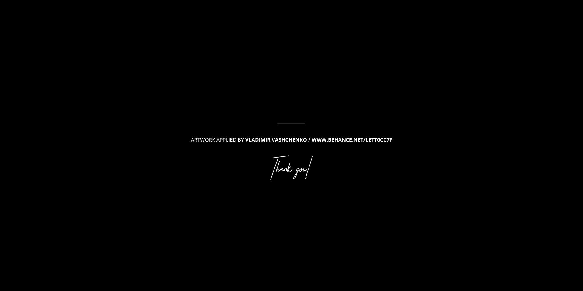 Centered white text on a solid black background, featuring a thank you message and a line of small capitalized text above.