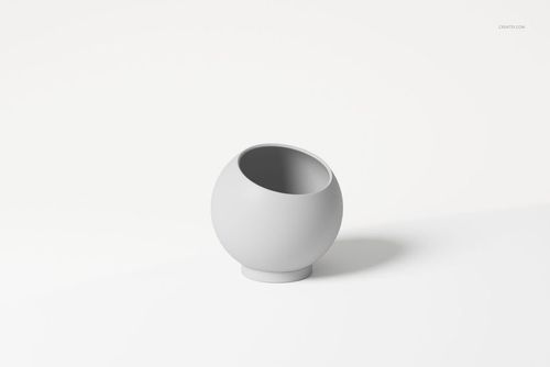 Round globe-shaped flower pot in matte light gray, shown in a front angled view on a plain white background.