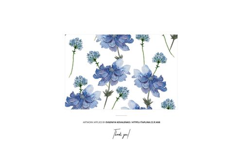 Laundry room mockup featuring a rectangular surface with a blue and purple floral pattern on a white background, front view.