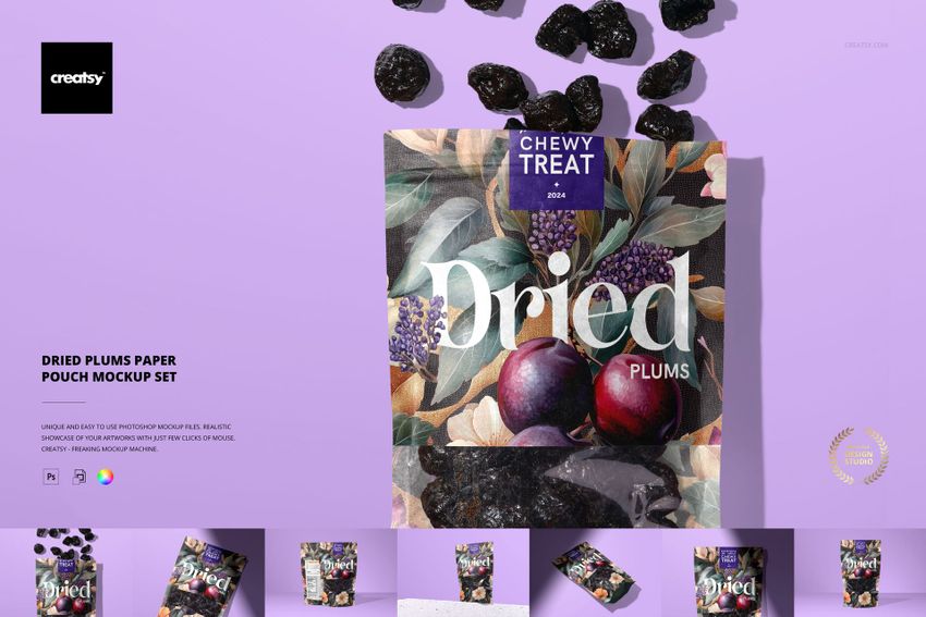 Dried Plums Paper Pouch Mockup Set - mockup screenshot 1