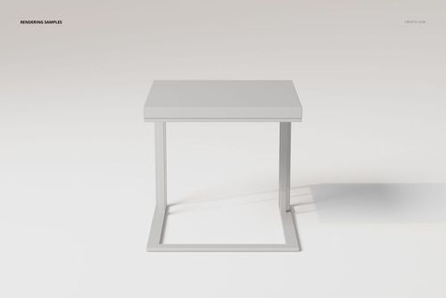 Minimalist C-shaped side table in light gray, shown from the front against a plain white background.