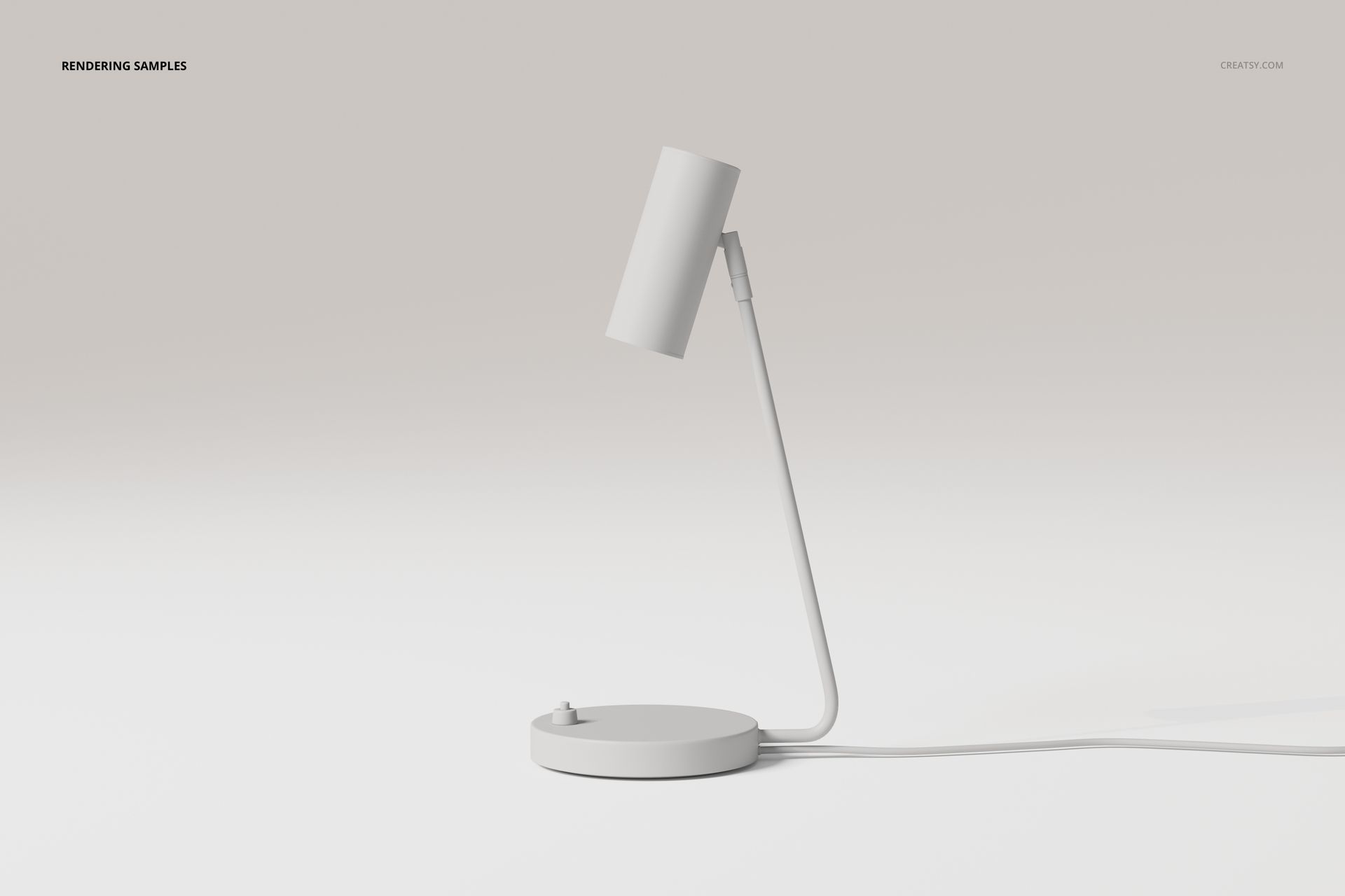 Modern industrial desk lamp with cylindrical shade and round base, shown in a side view on a neutral background.