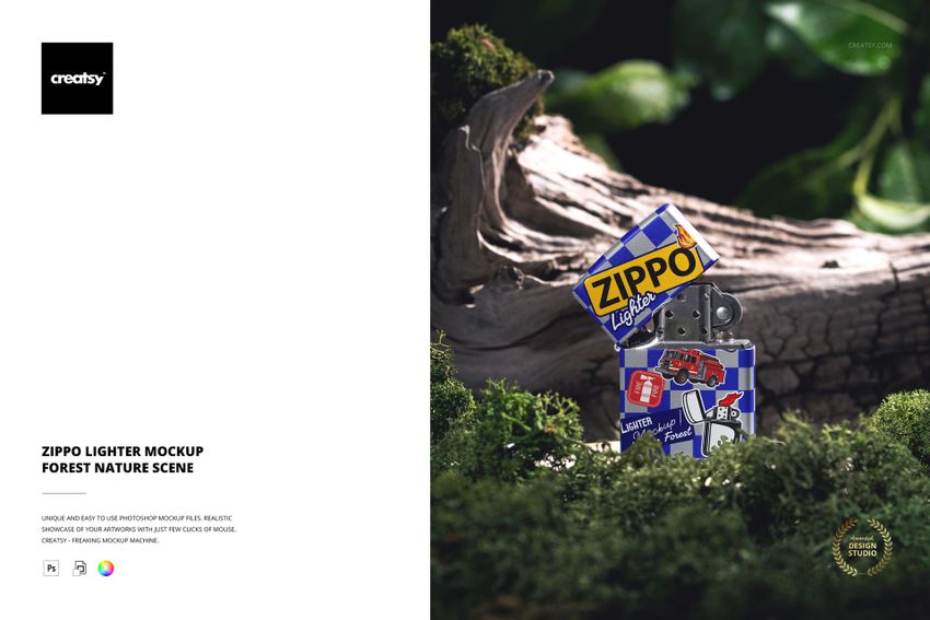 Zippo Lighter Mockup - Forest Nature Scene - mockup screenshot 1