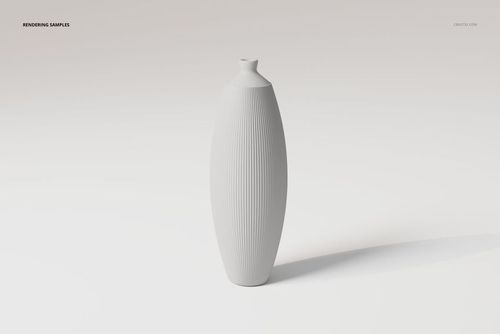 Ceramic fluted vase with vertical ribbed texture, displayed in a front view on a plain white background.
