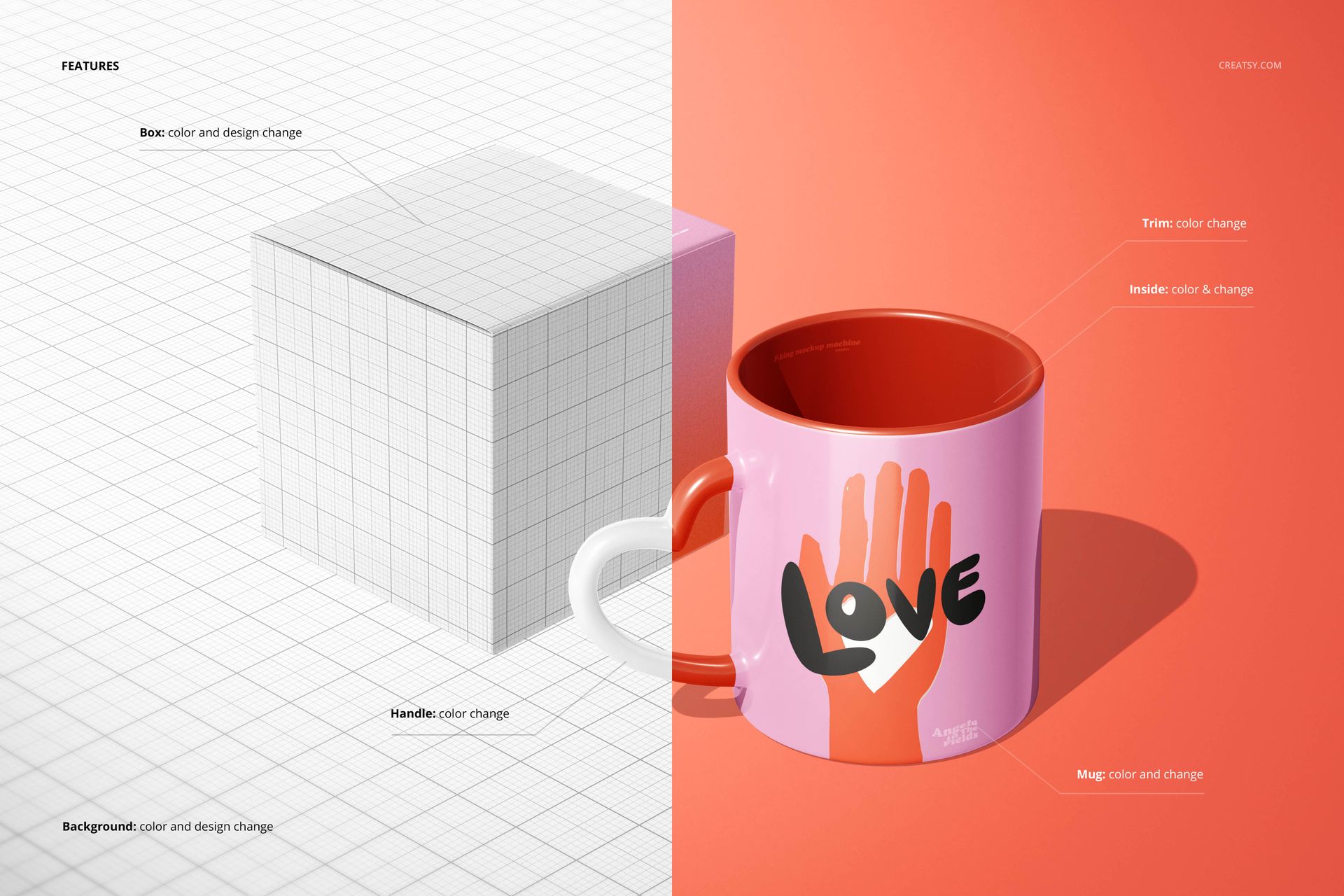 Heart-Shaped Handle Mug Mockup Set - mockup screenshot 3