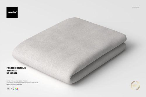 Folded Contour Bedsheet 3D Model - mockup preview 1