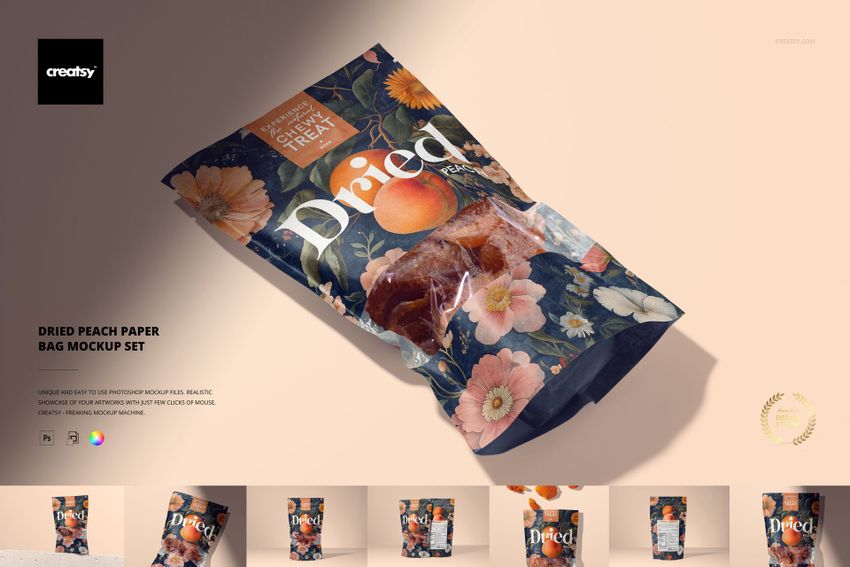 Dried Peach Paper Pouch Mockup Set - mockup screenshot 1