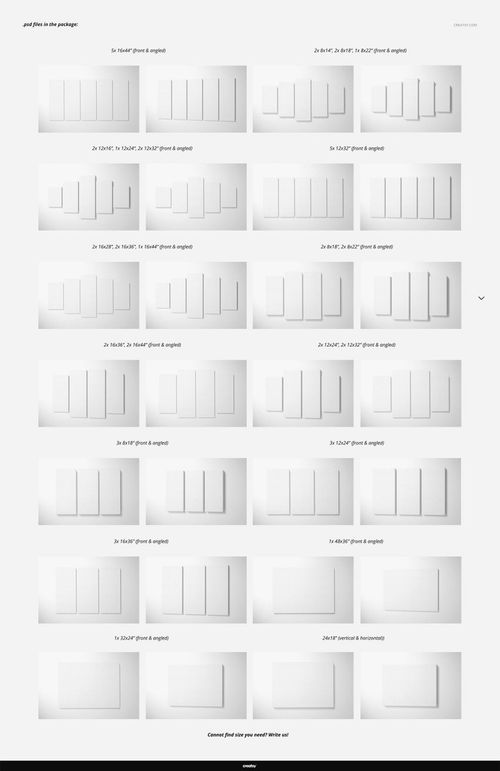 Multiple split canvas print mockups displayed in various sizes and arrangements, shown from a front view on a white background.