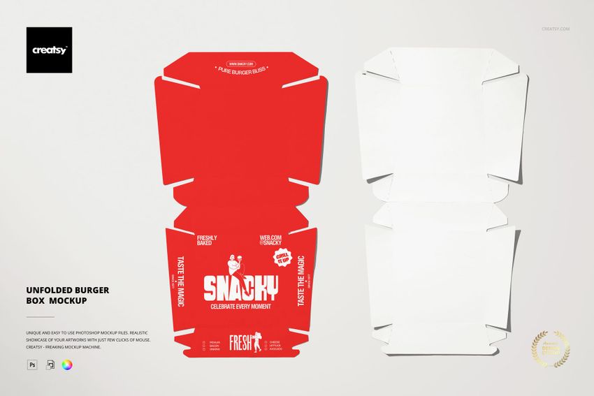 Unfolded Burger Box Mockup - mockup screenshot 1
