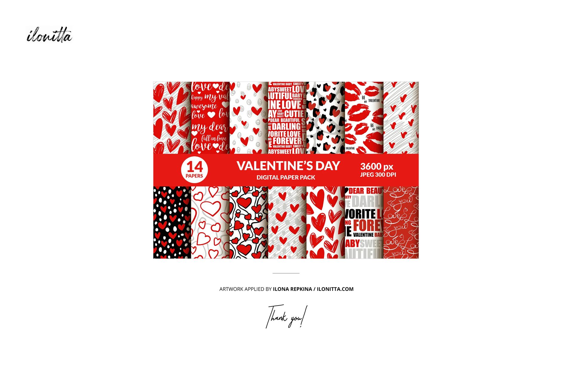 Rectangular box mockup featuring a vibrant red and white floral and heart pattern, shown from a front angle on a plain background.